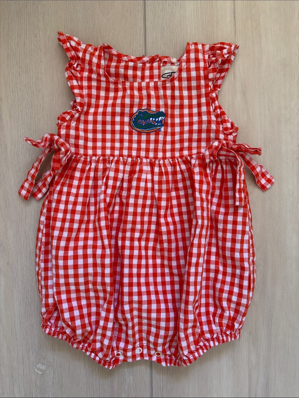 Florida Gator Orange & White Gingham Baby Romper